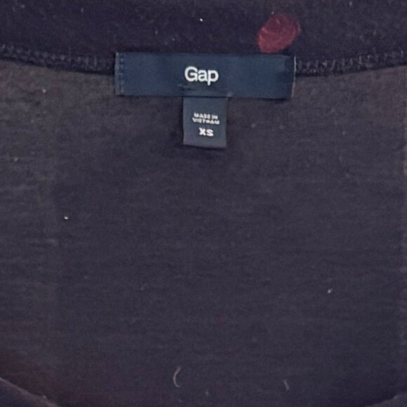 Gap Scoop Neck, Long Sleeve, Pleated Flowy Top. Navy Blue w/ Pink Ovals. Size XS - Picture 4 of 5